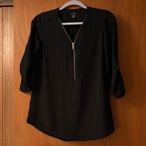 Rue21 Black Blouse with Zip Detail